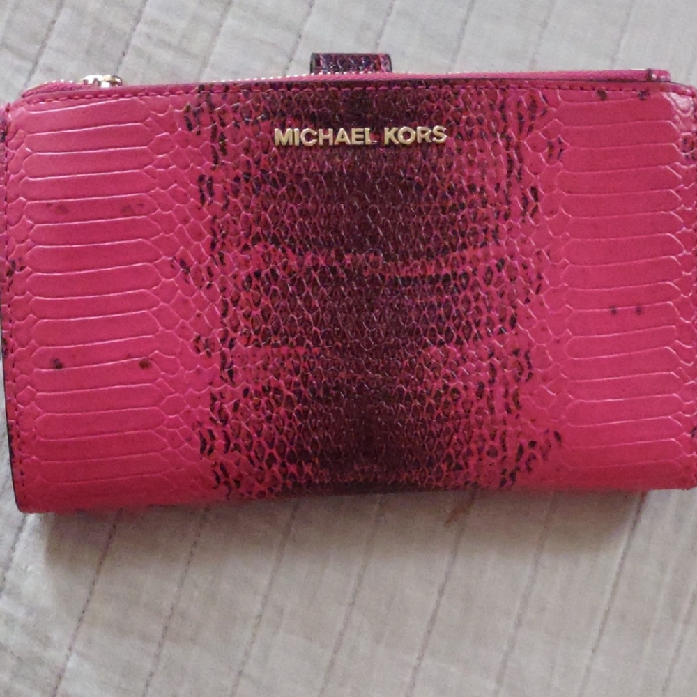 Michael Kors Snakeskin Wallet With Wrist Strap